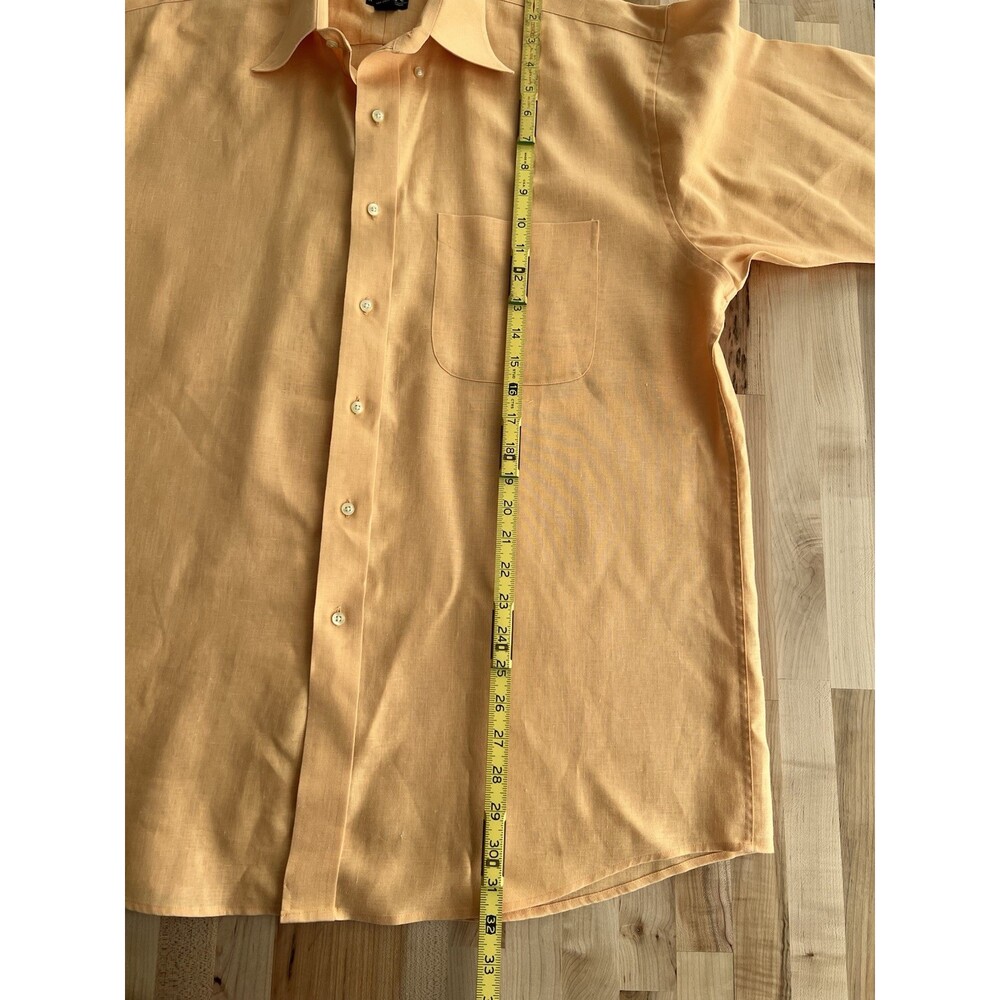 Jos A Bank Travelers Collection 100% Linen Short Sleeve Button Up Orange Large - Picture 8 of 9